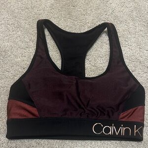 Calvin Klein Maroon and Black Racerback Sports Bra